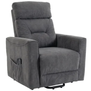 Relaxstoel Met Elektrische Opsta hulp, Massage & Verwarming, Chenille stoel Met Pocketvering, Donkergrijs