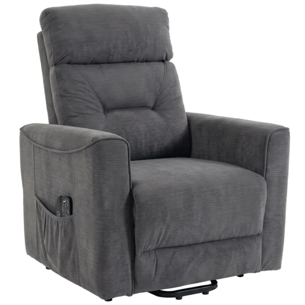 Relaxstoel Met Elektrische Opsta hulp, Massage & Verwarming, Chenille stoel Met Pocketvering, Donkergrijs