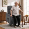 Relaxstoel Met Elektrische Opsta hulp, Massage & Verwarming, Chenille stoel Met Pocketvering, Donkergrijs