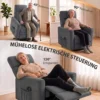 Relaxstoel Met Elektrische Opsta hulp, Massage & Verwarming, Chenille stoel Met Pocketvering, Donkergrijs