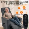 Relaxstoel Met Elektrische Opsta hulp, Massage & Verwarming, Chenille stoel Met Pocketvering, Donkergrijs