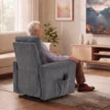 Relaxstoel Met Elektrische Opsta hulp, Massage & Verwarming, Chenille stoel Met Pocketvering, Donkergrijs