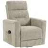 Relaxstoel Met Elektrische Opsta hulp, Massage & Warmte, Chenille stoel Met Pocketvering, Greige