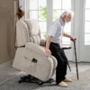 Relaxstoel Met Massage En Verwarmingsfunctie, Elektrische Sta op stoel, Afstandsbediening, Zijzakken, Beige