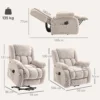Relaxstoel Met Massage En Verwarmingsfunctie, Elektrische Sta op stoel, Afstandsbediening, Zijzakken, Beige