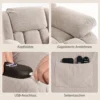Relaxstoel Met Massage En Verwarmingsfunctie, Elektrische Sta op stoel, Afstandsbediening, Zijzakken, Beige