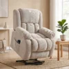 Relaxstoel Met Massage En Verwarmingsfunctie, Elektrische Sta op stoel, Afstandsbediening, Zijzakken, Beige