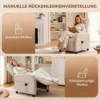 Relaxstoel Met Massage & Warmte, Ligfunctie, 2 Zijzakken En Uitschuifbare Voetensteun, Beige