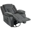 Relaxstoel Met Vibratiemassage En Verwarming, Handmatig Verstelbare Draaistoel Met Schommelfunctie En Pocketvering, Grijs