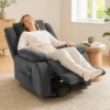 Relaxstoel Met Vibratiemassage En Verwarming, Handmatig Verstelbare Draaistoel Met Schommelfunctie En Pocketvering, Grijs