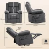 Relaxstoel Met Vibratiemassage En Verwarming, Handmatig Verstelbare Draaistoel Met Schommelfunctie En Pocketvering, Grijs