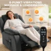 Relaxstoel Met Vibratiemassage En Verwarming, Handmatig Verstelbare Draaistoel Met Schommelfunctie En Pocketvering, Grijs