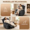 Relaxstoel Met Vibratiemassage En Verwarming, Handmatig Verstelbare Draaistoel Met Schommelfunctie En Pocketvering, Grijs