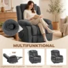 Relaxstoel Met Vibratiemassage En Verwarming, Handmatig Verstelbare Draaistoel Met Schommelfunctie En Pocketvering, Grijs