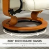 Relaxstoel Met Voetenbank, Draaibaar & Kantelbaar, Kunstlederen Bekleding, Tot 150 Kg, Houten Frame, Crèmewit