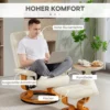 Relaxstoel Met Voetenbank, Draaibaar & Kantelbaar, Kunstlederen Bekleding, Tot 150 Kg, Houten Frame, Crèmewit