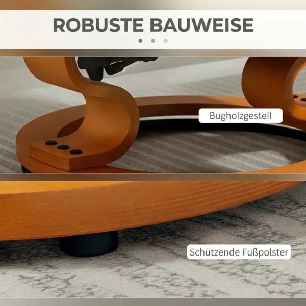 Relaxstoel Met Voetenbank, Draaibaar & Kantelbaar, Kunstlederen Bekleding, Tot 150 Kg, Houten Frame, Crèmewit