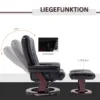 Relaxstoel Met Voetenbank, Ligstoel, Draaibaar, Kantelbare Rugleuning, Lederlook, Tot 130 Kg, Zwart