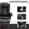Relaxstoel Met Voetenbank, Ligstoel, Draaibaar, Kantelbare Rugleuning, Lederlook, Tot 130 Kg, Zwart