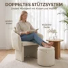 Relaxstoel Met Voetenbank Loungestoel Met Gebogen Rugleuning, Armleuningen, Noordse Chenille Bekleed Beige