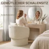 Relaxstoel Met Voetenbank Loungestoel Met Gebogen Rugleuning, Armleuningen, Noordse Chenille Bekleed Beige