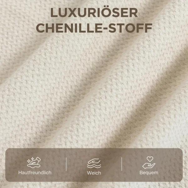 Relaxstoel Met Voetenbank Loungestoel Met Gebogen Rugleuning, Armleuningen, Noordse Chenille Bekleed Beige