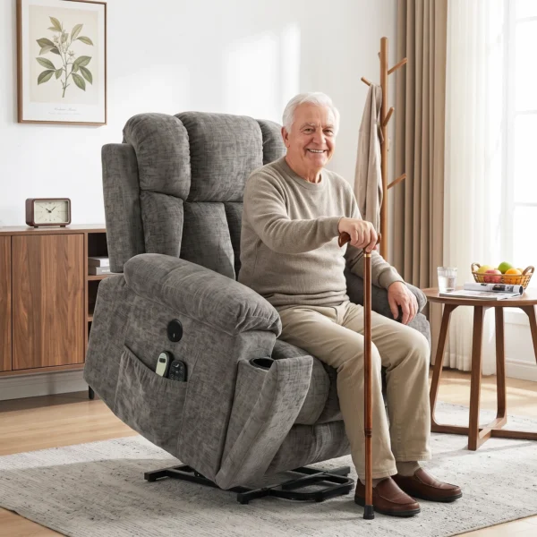 Relaxstoel TV stoel Met Opsta hulp, Massage & Warmte, Seniorenstoel Met Brede, Diepe Zitvlak, USB aansluiting