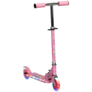 Roller Kinderstep Met LED Wielen 124 Mm Rollen Inklapbaar Hoogteverstelbaar Met Muziek Achterrem Roze