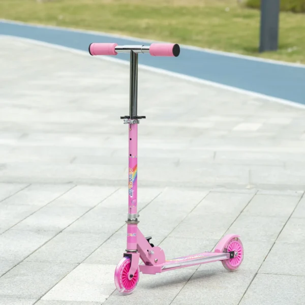 Roller Kinderstep Met LED Wielen 124 Mm Rollen Inklapbaar Hoogteverstelbaar Met Muziek Achterrem Roze
