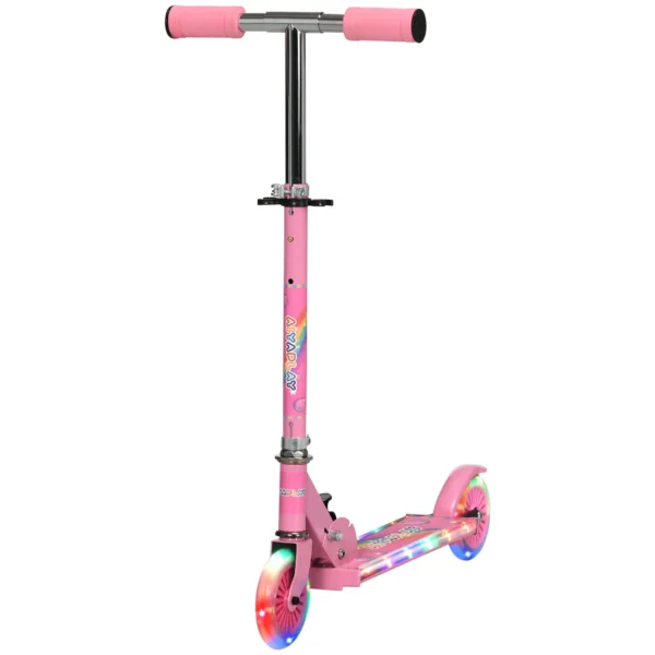 Roller Kinderstep Met LED Wielen 124 Mm Rollen Inklapbaar Hoogteverstelbaar Met Muziek Achterrem Roze