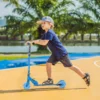 Roller Kinderstep Met LED Wielen 124 Mm Rollen Inklapbaar In Hoogte Verstelbaar Met Muziek Achterrem Blauw