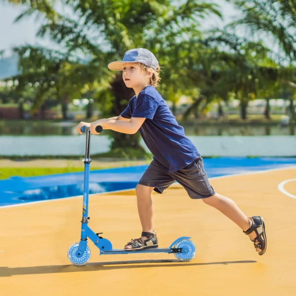 Roller Kinderstep Met LED Wielen 124 Mm Rollen Inklapbaar In Hoogte Verstelbaar Met Muziek Achterrem Blauw