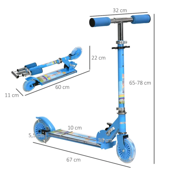 Roller Kinderstep Met LED Wielen 124 Mm Rollen Inklapbaar In Hoogte Verstelbaar Met Muziek Achterrem Blauw
