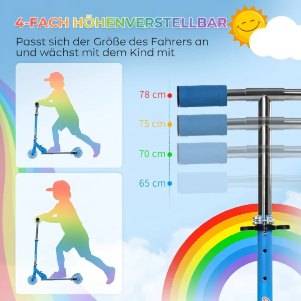 Roller Kinderstep Met LED Wielen 124 Mm Rollen Inklapbaar In Hoogte Verstelbaar Met Muziek Achterrem Blauw