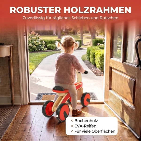 Rutschauto Voor Kinderen, Houten Glijdend Voertuig Met EVA wielen, Hogere Rugleuning Voor Kinderen Van 2 3 Jaar, Rood