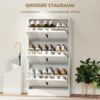 Schoenenkast Voor Maximaal 18 Paar Schoenen Met 3 Kleppen En Verstelbare Legplanken, Wit