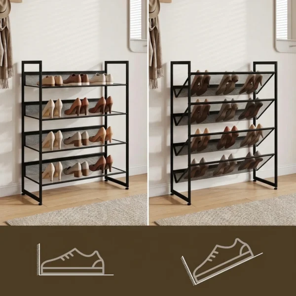 Schoenenrek Schoenenplank Schoenenstandaard, 4 Planken, 72 Cm X 30 Cm X 82,7 Cm, Zwart