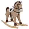 Schommelpaard Met Geluid En Veiligheidsgrepen, Rijdend Paard Met Houten Frame Voor Peuters Van 12 36 Maanden, Donkerbruin