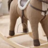 Schommelpaard Met Geluid En Veiligheidsgrepen, Rijdend Paard Met Houten Frame Voor Peuters Van 12 36 Maanden, Donkerbruin