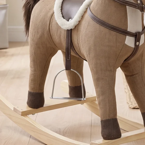 Schommelpaard Met Geluid En Veiligheidsgrepen, Rijdend Paard Met Houten Frame Voor Peuters Van 12 36 Maanden, Donkerbruin