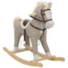 Schommelpaard Met Geluid En Veiligheidsgrepen, Rijdend Paard Met Houten Frame Voor Peuters Van 12 36 Maanden, Grijs