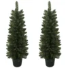 Set Van 2 Kunstmatige Kerstbomen, 120 Cm, Spar Voor De Entree Met 170 Takpunten, Plantenpot basis, Groen