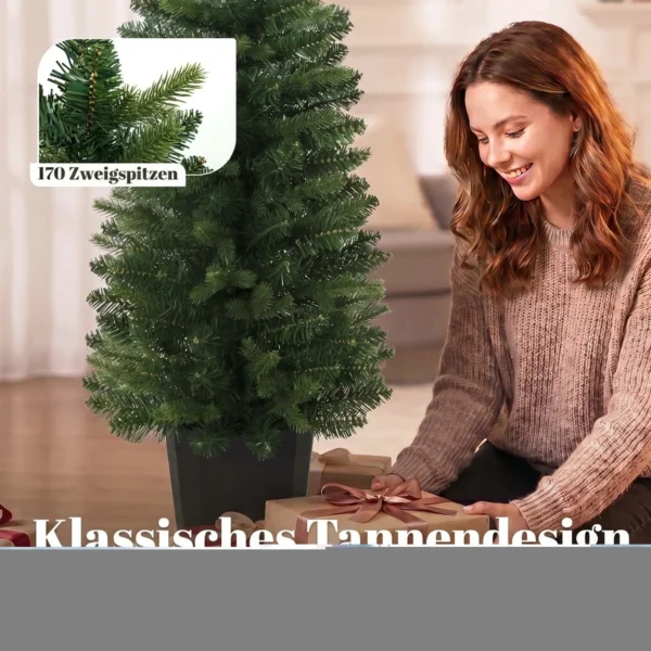 Set Van 2 Kunstmatige Kerstbomen, 120 Cm, Spar Voor De Entree Met 170 Takpunten, Plantenpot basis, Groen