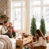 Set Van 2 Kunstmatige Kerstbomen, 120 Cm, Spar Voor De Entree Met 170 Takpunten, Plantenpot basis, Groen