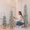 Set Van 3 Besneeuwde Kunstmatige Kerstbomen, Vooraf Verlicht Met PVC takpunten En Warm Witte LED lampjes