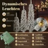 Set Van 3 Besneeuwde Kunstmatige Kerstbomen, Vooraf Verlicht Met PVC takpunten En Warm Witte LED lampjes