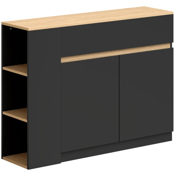 Sideboard, Buffet, Groot Kastvak, 3 laags Rek, Lade, Zwart, 110 X 29,5 X 82cm