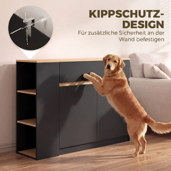Sideboard, Buffet, Groot Kastvak, 3 laags Rek, Lade, Zwart, 110 X 29,5 X 82cm