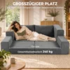 Slaapbank 4 in 1 Slaapfunctie Uitschuifbaar Klapbank Kussens 2 Zitter Grijs