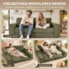 Slaapbank 4 in 1 Uitschuifbare Slaapfunctie Klapbank Kussens 2 zits Groen